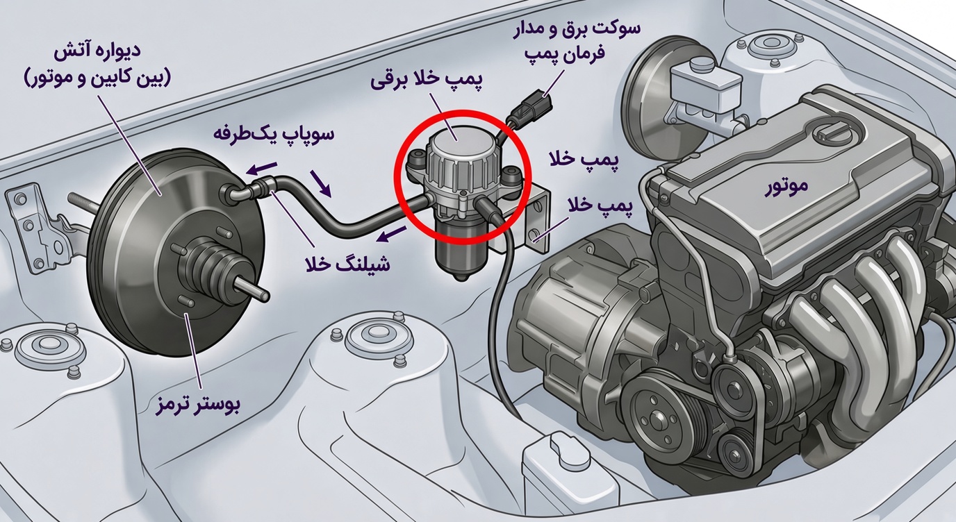جایگاه پمپ خلا ترمز دنا پلاس 